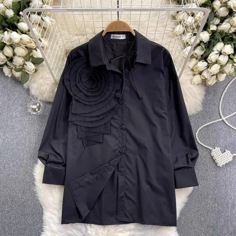 BabYoung Vintage Ruched 3D Flower Blusas Mujer Y2k Single Breasted Loose Shirts Women 2025 Spring New Puff Sleeve Blouses
BabYoung Vintage Ruched 3D Flower Blusas Mujer Y2k Single Breasted Loose Shirts Women 2025 Spring New Puff Sleeve Blouses