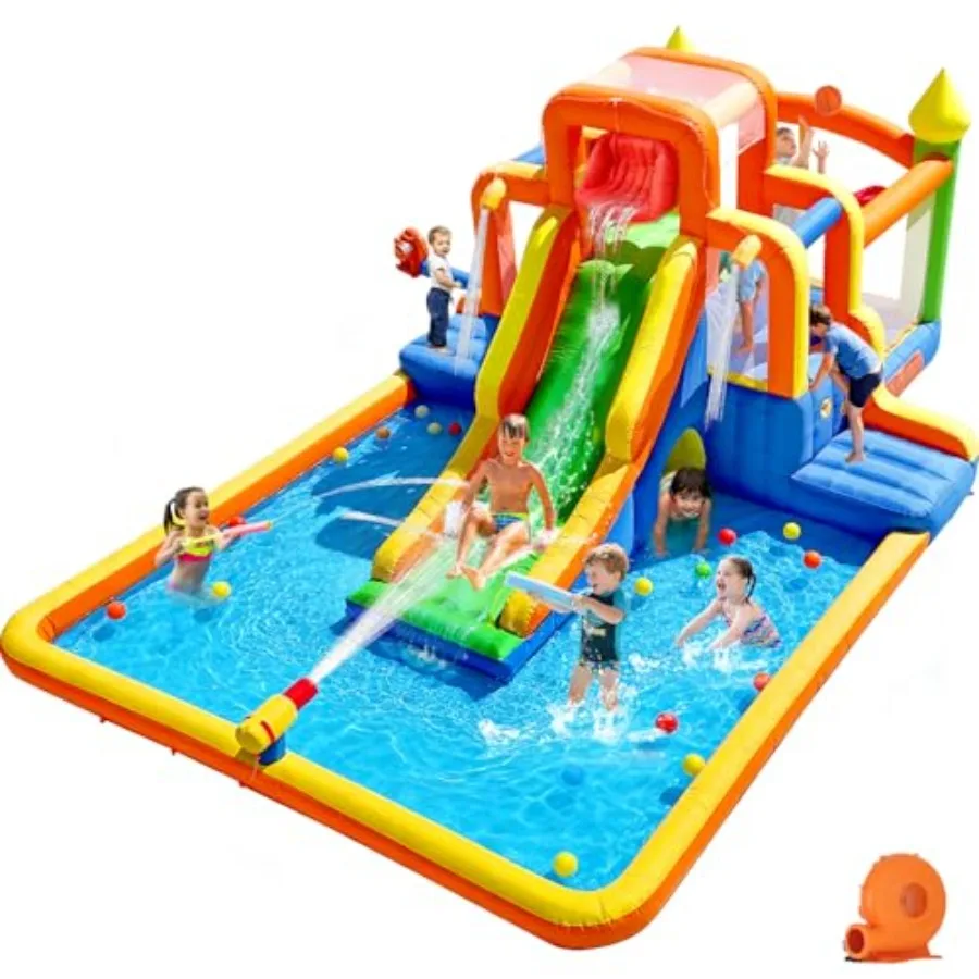 19×13FT Giant Water Slide Bounce House for Big 3-12 Inflatable Water Park with Tall Slide Huge Splash Pool 3 Climbing Routes Wa
19×13FT Giant Water Slide Bounce House for Big 3-12 Inflatable Water Park with Tall Slide Huge Splash Pool 3 Climbing Routes Wa