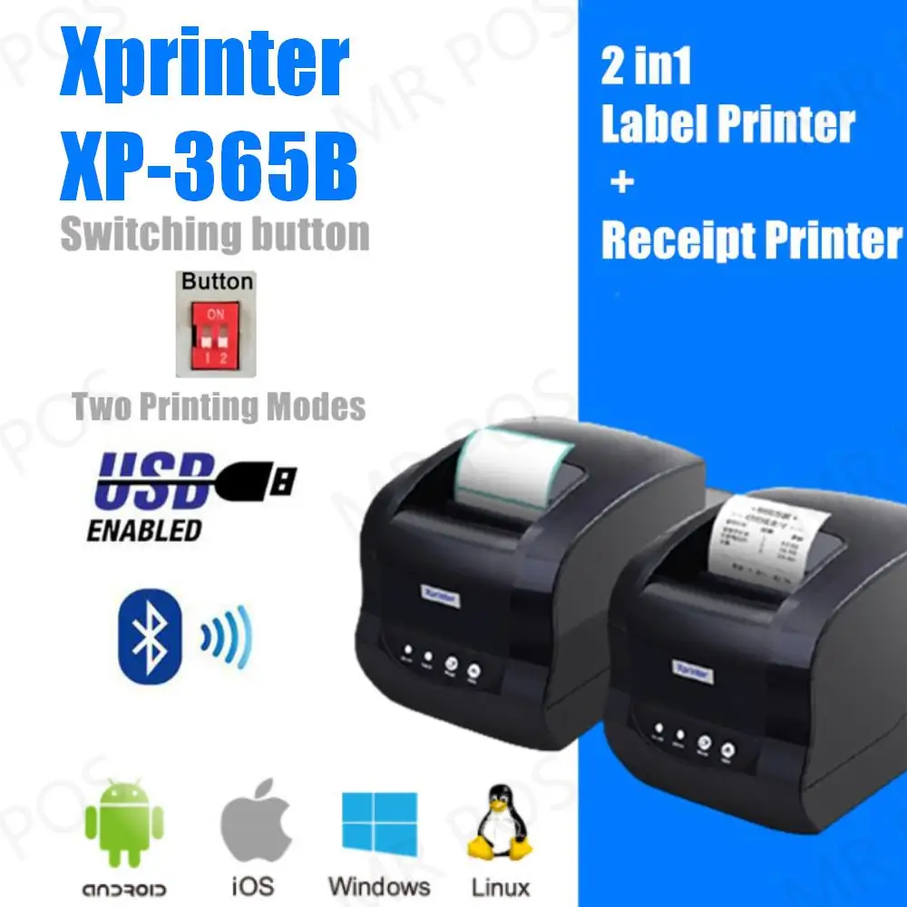 Xprinter XP-365B 20-80mm POS Thermal Receipt Label Dual-Purpose Printer USB Sticker Printer Barcode Make Machine for Supermarket
Xprinter XP-365B 20-80mm POS Thermal Receipt Label Dual-Purpose Printer USB Sticker Printer Barcode Make Machine for Supermarket
