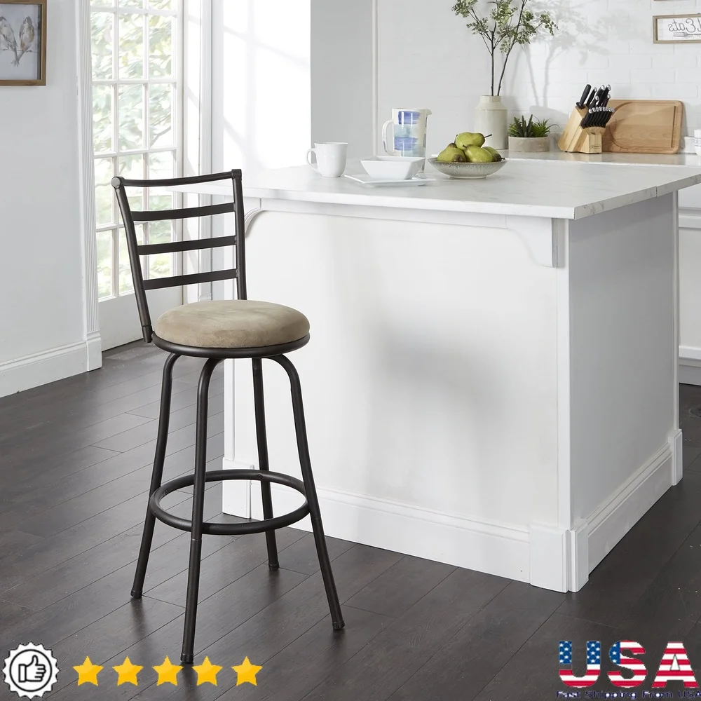 Indoor Adjustable Swivel Barstool with Hammered Bronze Finish Gray Microfiber 360-Degree Swivel Ladder Back Design Easy
Indoor Adjustable Swivel Barstool with Hammered Bronze Finish Gray Microfiber 360-Degree Swivel Ladder Back Design Easy