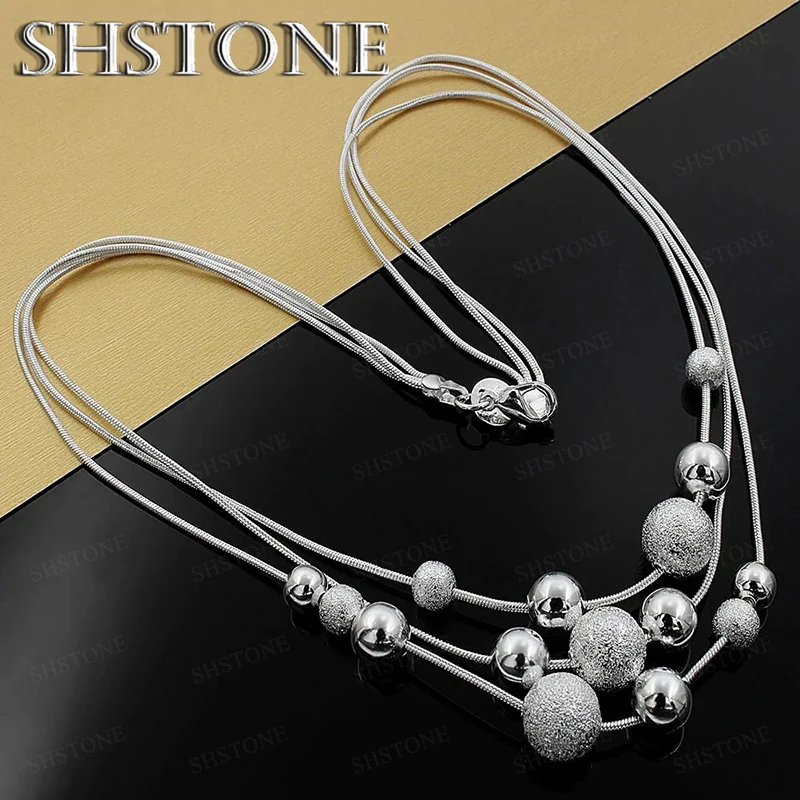 Fine Jewelry Charm 925 Sterling Silver Bead Necklace Classic High Quality Fashion for Women Lady Wedding Chain Gift
Fine Jewelry Charm 925 Sterling Silver Bead Necklace Classic High Quality Fashion for Women Lady Wedding Chain Gift