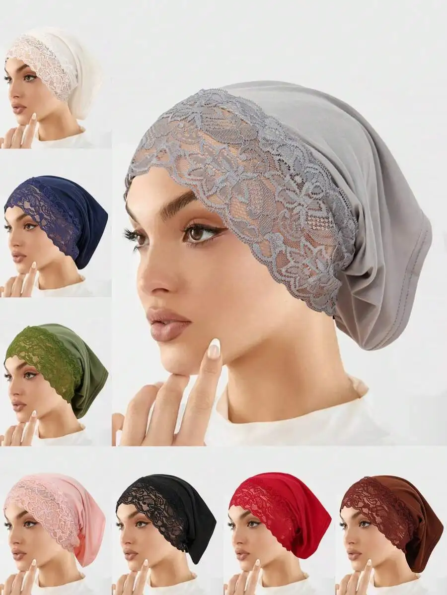 Solid Color Lace Trim Turban Bonnet For Women Muslim Headwear
Solid Color Lace Trim Turban Bonnet For Women Muslim Headwear