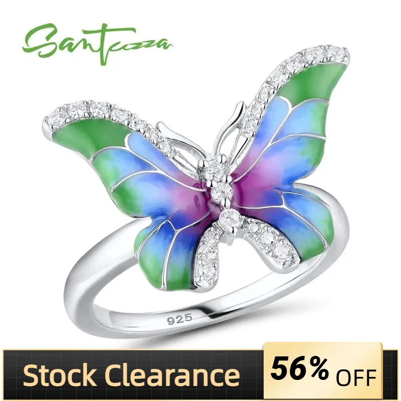SANTUZZA Silver Ring For Women 925 Sterling Silver Elegant Colorful Butterfly Ring Sparkling CZ Fashion Jewelry Handmade Enamel
SANTUZZA Silver Ring For Women 925 Sterling Silver Elegant Colorful Butterfly Ring Sparkling CZ Fashion Jewelry Handmade Enamel