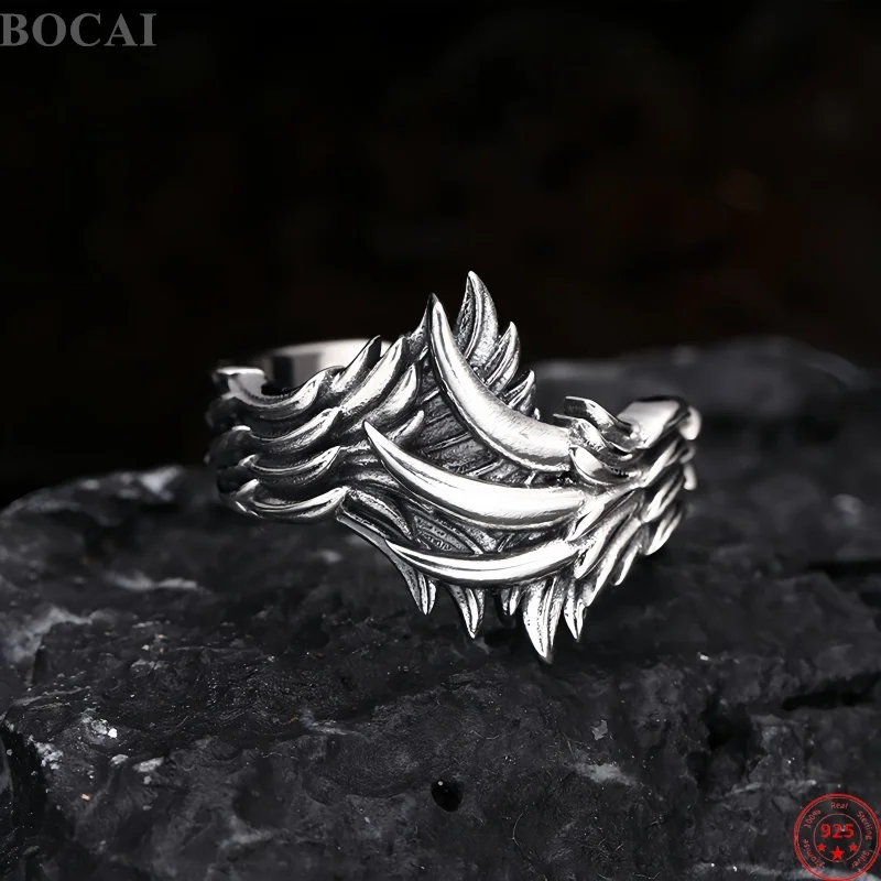 BOCAI New S925 Sterling Silver Charms Rings for Men Women Antique Relief Feather Opening Ring Fashion Fine Choice Jewelry
BOCAI New S925 Sterling Silver Charms Rings for Men Women Antique Relief Feather Opening Ring Fashion Fine Choice Jewelry