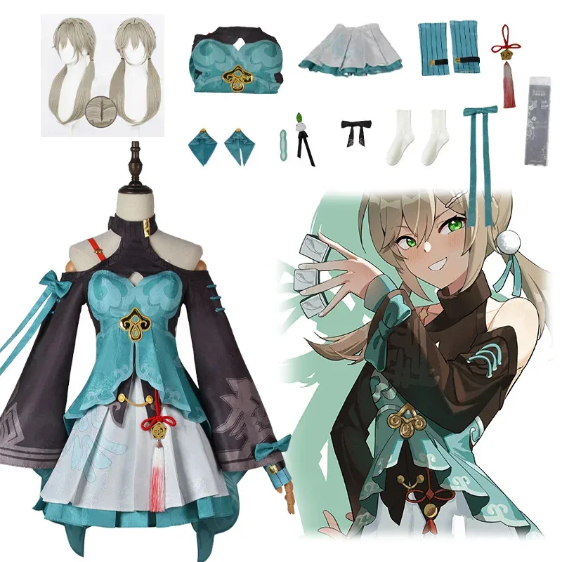 Anime Game Honkai Star Rail Qingque Cosplay Party Halloween Costume Combat Women Uniform Role Play wig full set
Anime Game Honkai Star Rail Qingque Cosplay Party Halloween Costume Combat Women Uniform Role Play wig full set