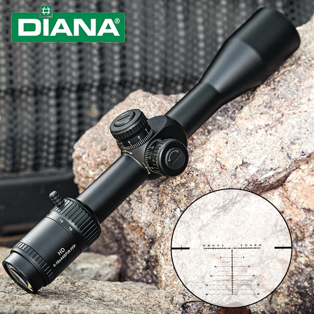 DIANA 4-16x44 SFIR FFP Rifle Scope, First Focal Plane Optics Scope with Side Focus and Illuminated Reticle for Hunting
DIANA 4-16x44 SFIR FFP Rifle Scope, First Focal Plane Optics Scope with Side Focus and Illuminated Reticle for Hunting