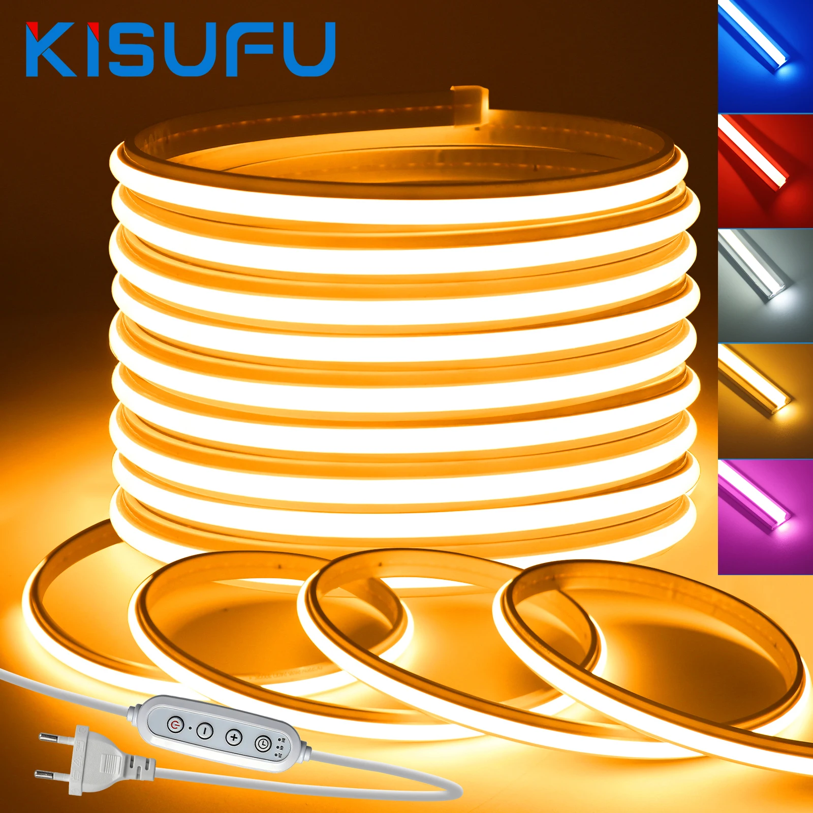 220V Dimmable COB LED Strip With 4Key Dimmer Kit 240LED/M Waterproof Flexible Ribbon Double-sided Tape Room Kitchen Garden Decor
220V Dimmable COB LED Strip With 4Key Dimmer Kit 240LED/M Waterproof Flexible Ribbon Double-sided Tape Room Kitchen Garden Decor