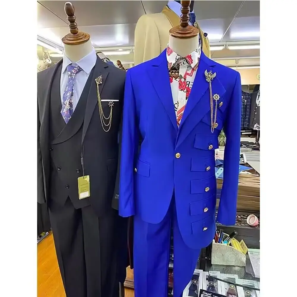 Latest Design Suits for Men Fashion Peak Lapel Solid Color Male Blazer Royal Blue Business Casual Groom Wedding Tuxedo 2 Piece
Latest Design Suits for Men Fashion Peak Lapel Solid Color Male Blazer Royal Blue Business Casual Groom Wedding Tuxedo 2 Piece