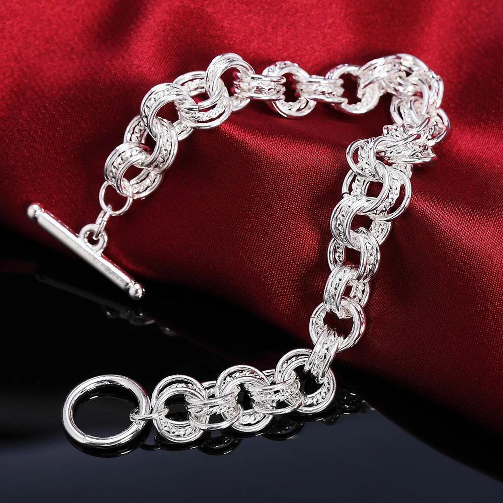 Hot Gift Cute 925 Sterling Silver Bracelets Classic Circle Chain for Women Men Wedding Fashion Jewelry Party Gifts Lady 20cm
Hot Gift Cute 925 Sterling Silver Bracelets Classic Circle Chain for Women Men Wedding Fashion Jewelry Party Gifts Lady 20cm