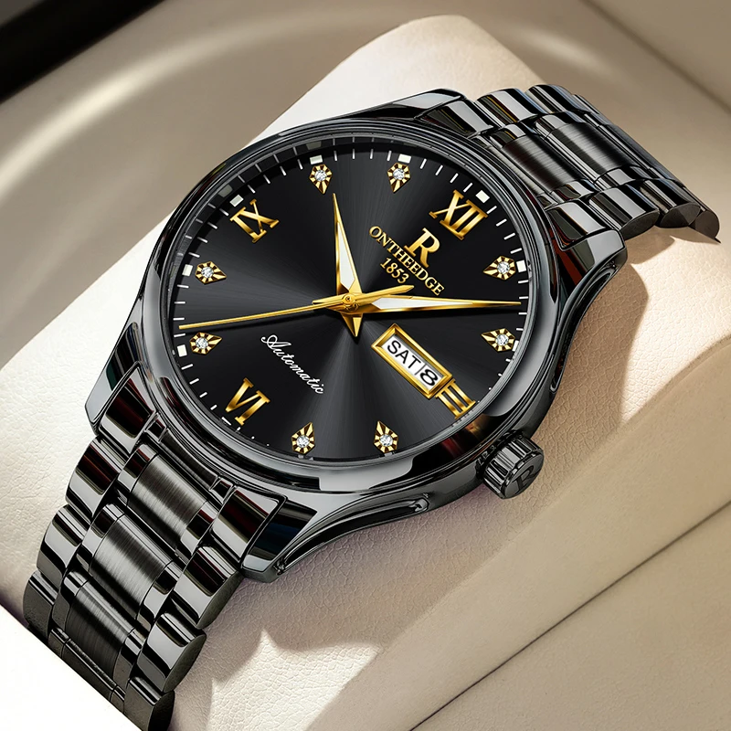 Fashion Automatic Mechanical Watch for Men Stainless steel Luxury Diamond Week Calendar Classic Bussiness Men's Wristwatches
Fashion Automatic Mechanical Watch for Men Stainless steel Luxury Diamond Week Calendar Classic Bussiness Men's Wristwatches
