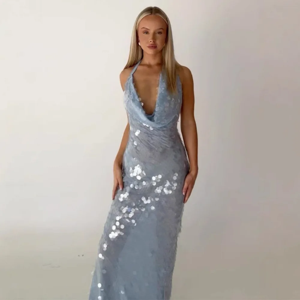 Trendy 2025 Sparkling Halter Neck Dress Deep Backless Long Slit Evening Gown Womens Sexy Club Party Wear Night Out
Trendy 2025 Sparkling Halter Neck Dress Deep Backless Long Slit Evening Gown Womens Sexy Club Party Wear Night Out