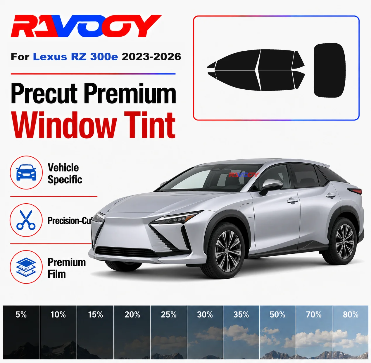 Premium Precut Window Tint Kit Front Rear Windows Rear Windshield For Lexus RZ 300e 2023-2026 Complete Set Nano Ceramic Film
Premium Precut Window Tint Kit Front Rear Windows Rear Windshield For Lexus RZ 300e 2023-2026 Complete Set Nano Ceramic Film