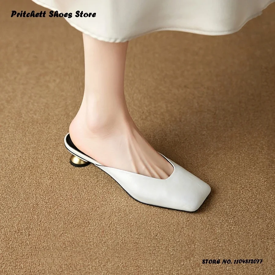 Women's Spring Summer Genuine Leather Mules Elegant Square Toe Med Strange Heel Shoes Casual Outdoor Office Pull On Slippers
Women's Spring Summer Genuine Leather Mules Elegant Square Toe Med Strange Heel Shoes Casual Outdoor Office Pull On Slippers