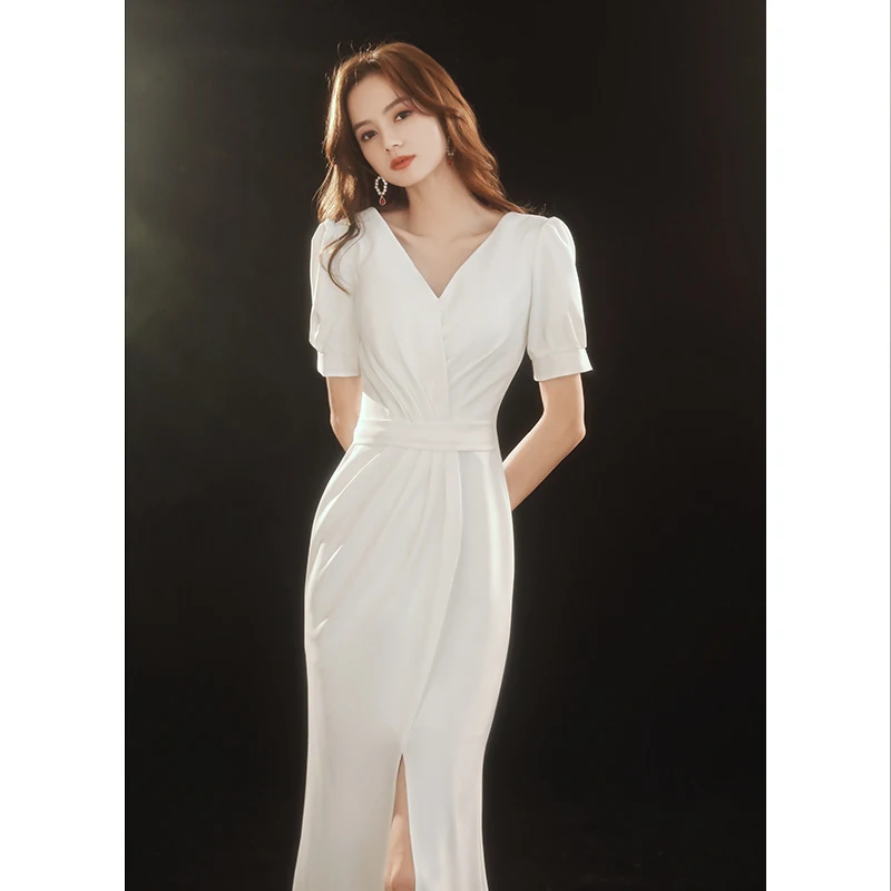 Elegant White Evening Gown Sexy Fish Tail Dress for Wedding Party Performance Daily Wear High Quality Luxury Dress
Elegant White Evening Gown Sexy Fish Tail Dress for Wedding Party Performance Daily Wear High Quality Luxury Dress