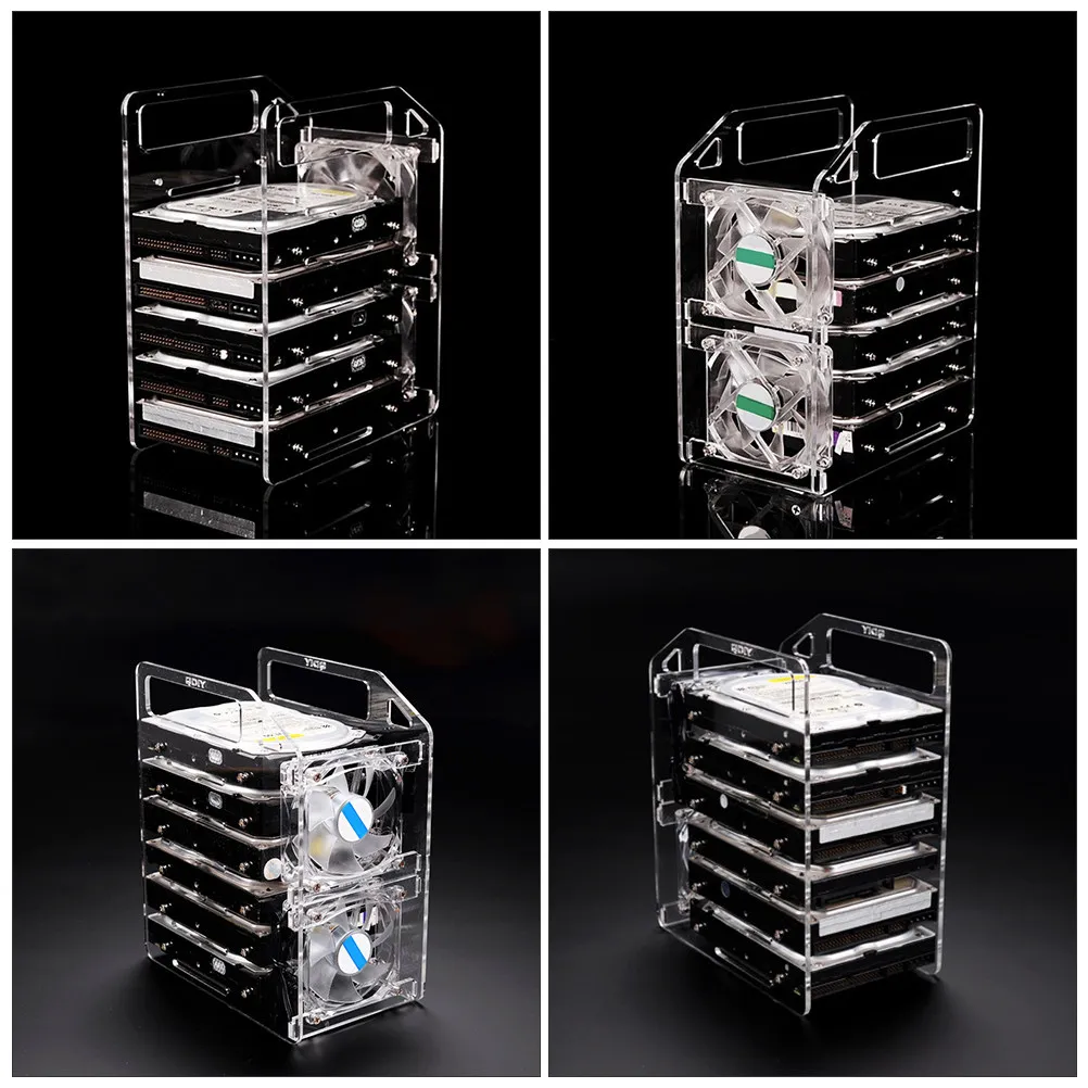 1Set Hard Drive Bracket Transparent 3.5 Inch Multi-Layer Rack 6 Layer Mechanical Hard Disk Rack Heat Dissipation Storage
