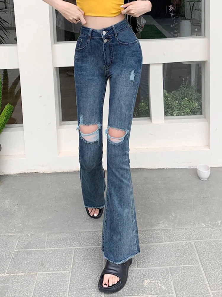 Women Hole Jeans Blue Denim High Waisted Jeans Chic Fashion Harajuku Streetwear Pants Y2K Aesthetic 90s Clothing 2023
Women Hole Jeans Blue Denim High Waisted Jeans Chic Fashion Harajuku Streetwear Pants Y2K Aesthetic 90s Clothing 2023
