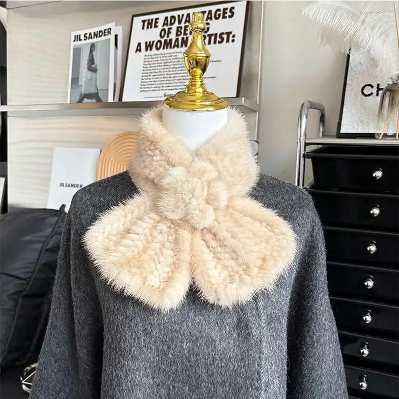 Real Mink Fur Woven Scarf Natural Fur Warm Scarf For Women Winter Double-sided Fur Collar Luxury Women Knitted Neckwarmer Scarf
Real Mink Fur Woven Scarf Natural Fur Warm Scarf For Women Winter Double-sided Fur Collar Luxury Women Knitted Neckwarmer Scarf
