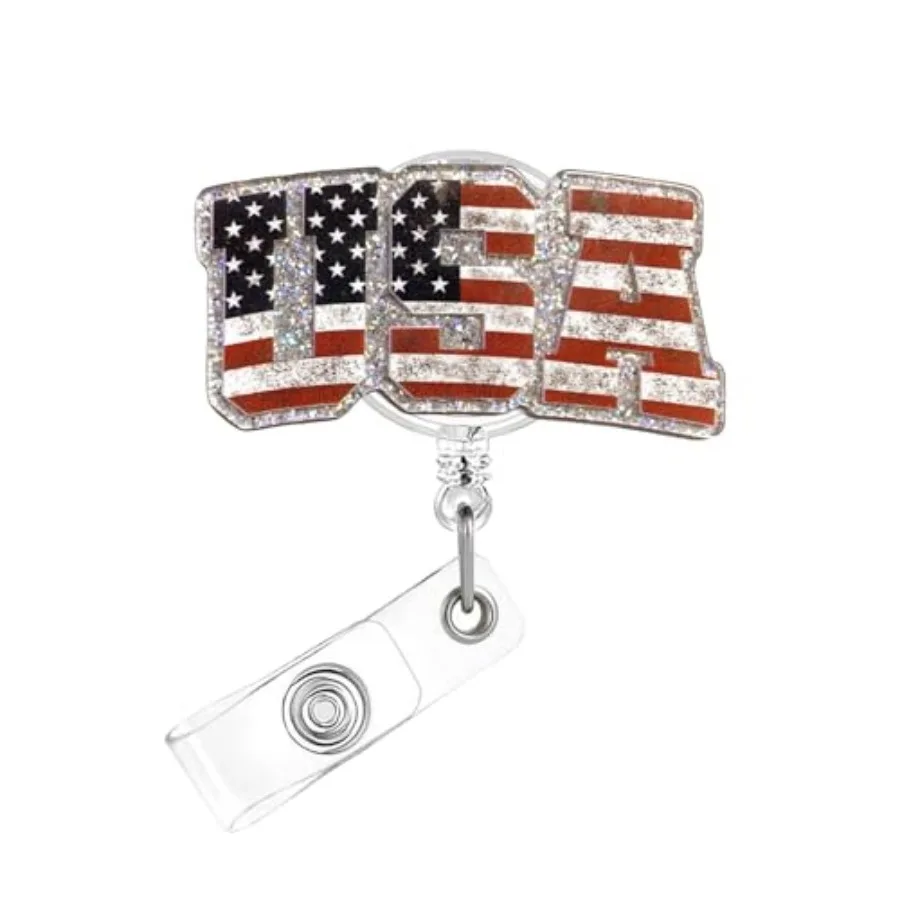 4th of July Badge Reel, Lettering Design Acrylic Badge for ID Card Badge, Telescoping Retractable Badge Holder Alligator Clip A
4th of July Badge Reel, Lettering Design Acrylic Badge for ID Card Badge, Telescoping Retractable Badge Holder Alligator Clip A