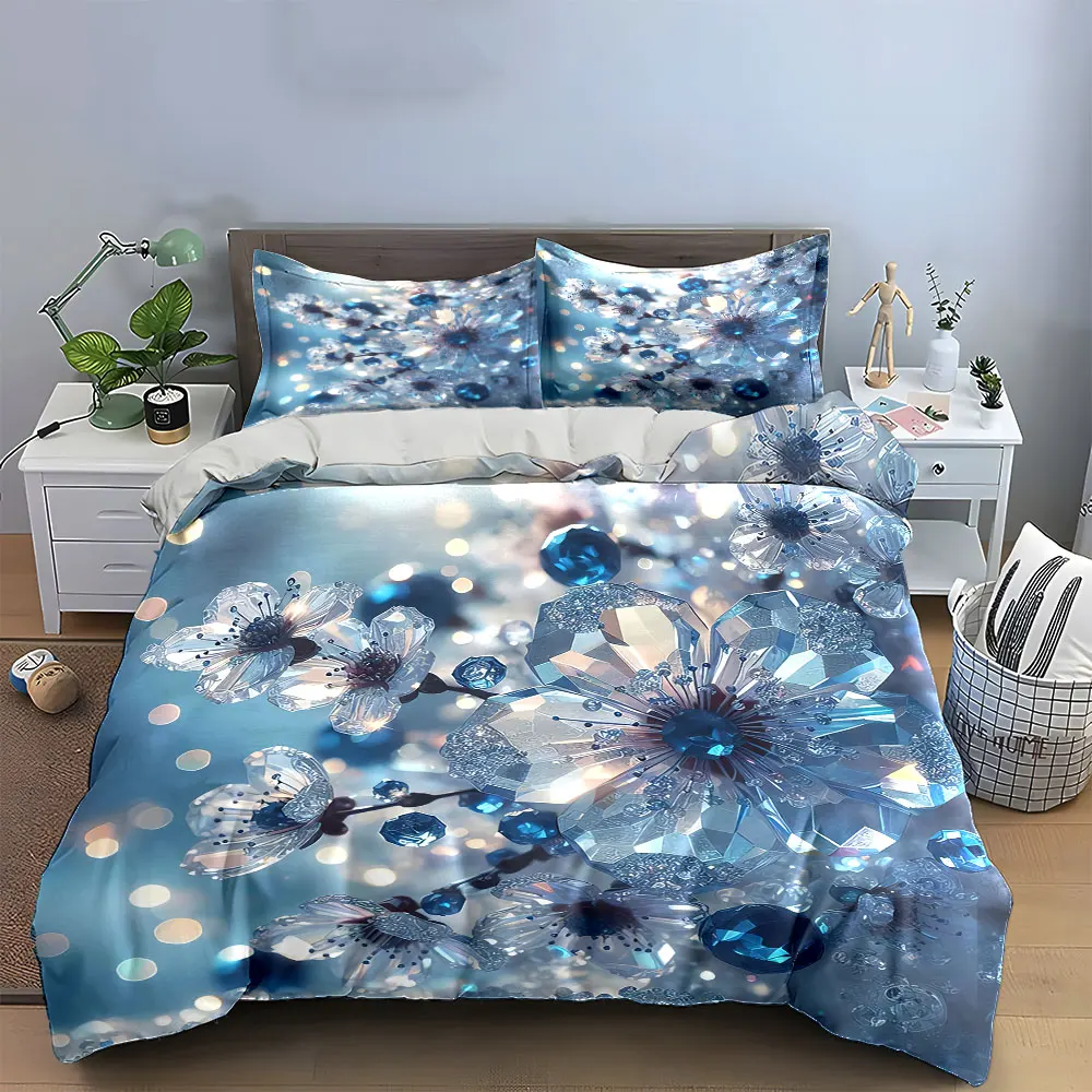 "Crystal Flower Decoration Set" Bedding Set with 1 Duvet Cover 2 Pillowcases Single Double King Queen, Gift
"Crystal Flower Decoration Set" Bedding Set with 1 Duvet Cover 2 Pillowcases Single Double King Queen, Gift