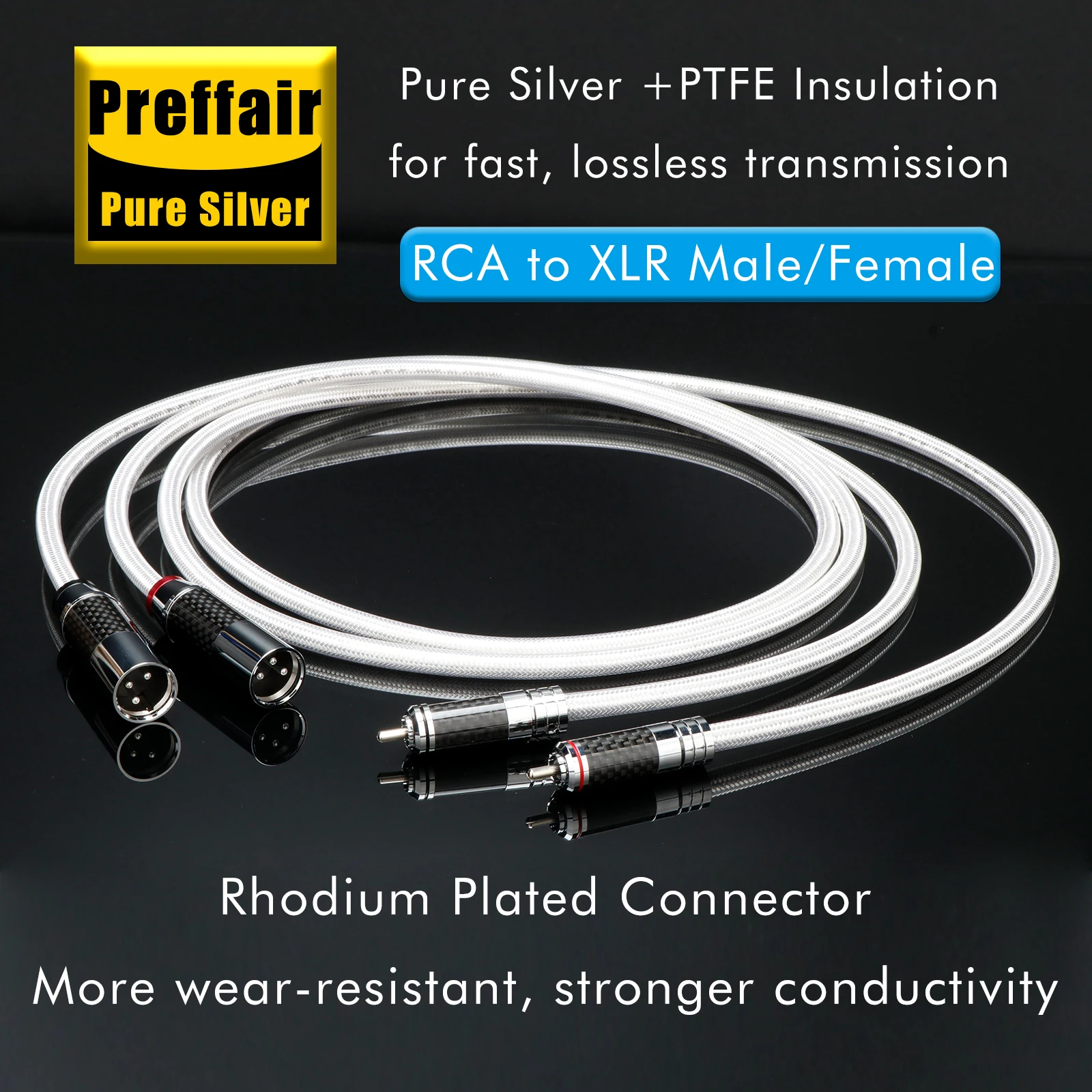 Hifi XLR Cable Pure Silver RCA to XLR Audio Cable Carbon Fiber RCA Male to XLR Male Rhodium Plated Connector for DAC
Hifi XLR Cable Pure Silver RCA to XLR Audio Cable Carbon Fiber RCA Male to XLR Male Rhodium Plated Connector for DAC