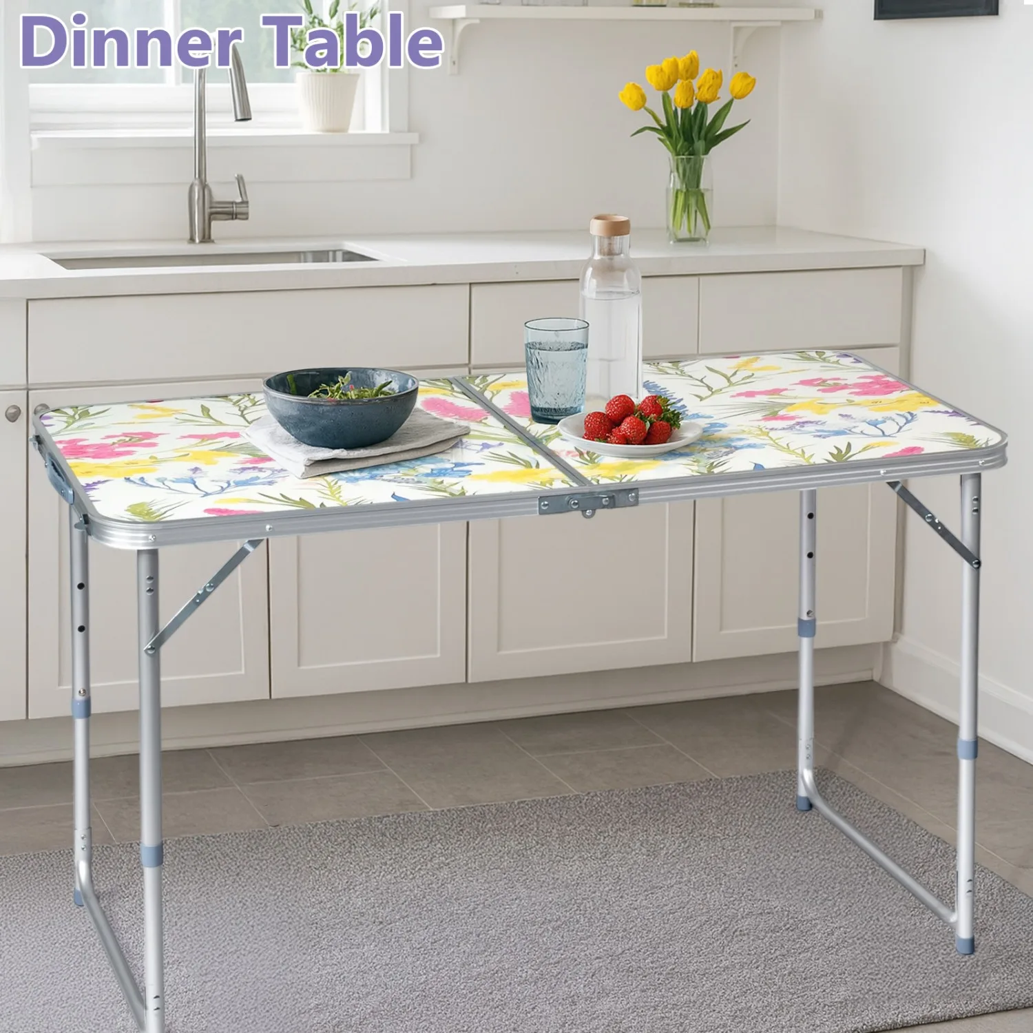 2FT/3FT/4FT Floral Print Folding Tables - Height Adjustable, Lightweight with Carrying Handle, Aluminum Alloy Foldable Table for
2FT/3FT/4FT Floral Print Folding Tables - Height Adjustable, Lightweight with Carrying Handle, Aluminum Alloy Foldable Table for