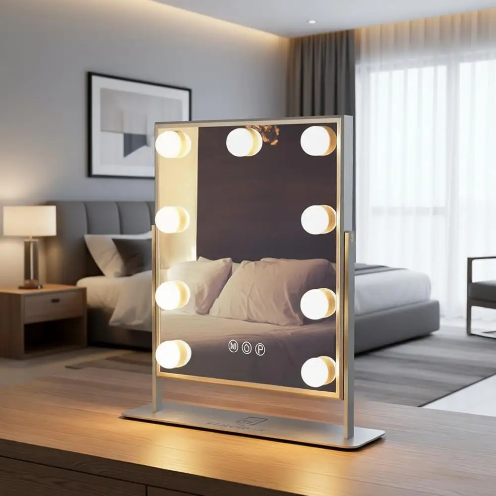 Illuminated Vanity Mirror with 3-Color Adjustable Light, 10X Magnification, and 360° Rotation (White)
Illuminated Vanity Mirror with 3-Color Adjustable Light, 10X Magnification, and 360° Rotation (White)