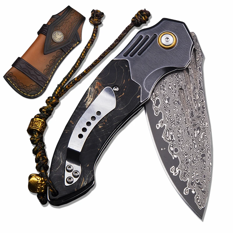 75-layer Damascus folding knife 440C steel Stable wooden handle EDC outdoor camping hunting collectible gift pocket knife
75-layer Damascus folding knife 440C steel Stable wooden handle EDC outdoor camping hunting collectible gift pocket knife