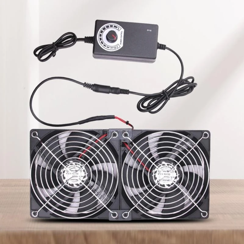 Double 120mm High CFM Computer Fans 110V-240V Variable Speed Fan, Cooling for Server Closet Cabinet 896C
Double 120mm High CFM Computer Fans 110V-240V Variable Speed Fan, Cooling for Server Closet Cabinet 896C