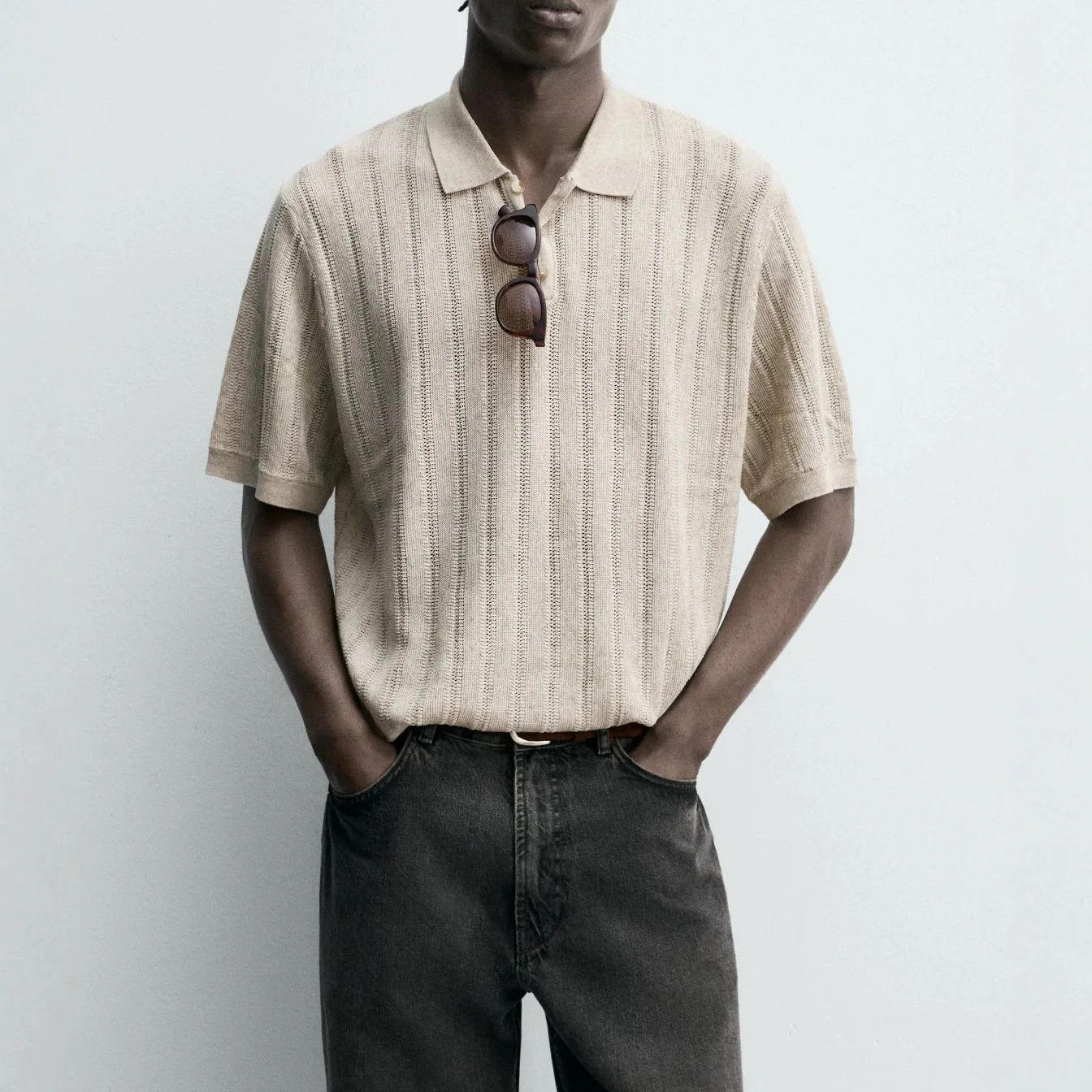 Fashion Men Shirt Short-sleeved Beige European American
Fashion Men Shirt Short-sleeved Beige European American