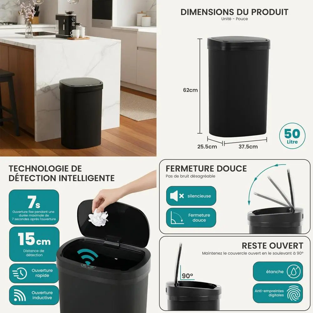 Автоматическое бесконтактное мусорное ведро на 13 галлонов с контролем запаха и элегантным овальным дизайном для кухни, ванной, офиса или дома
Автоматическое бесконтактное мусорное ведро на 13 галлонов с контролем запаха и элегантным овальным дизайном для кухни, ванной, офиса или дома