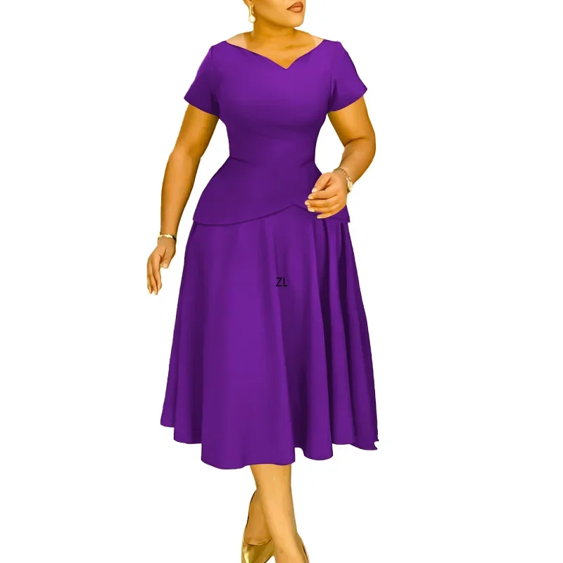 Women Spring Summer Casual Plus Size Slim Office Ladies Dresses Retro Elegant V-Neck High Waist Short Sleeve Party Dress 2025
Women Spring Summer Casual Plus Size Slim Office Ladies Dresses Retro Elegant V-Neck High Waist Short Sleeve Party Dress 2025