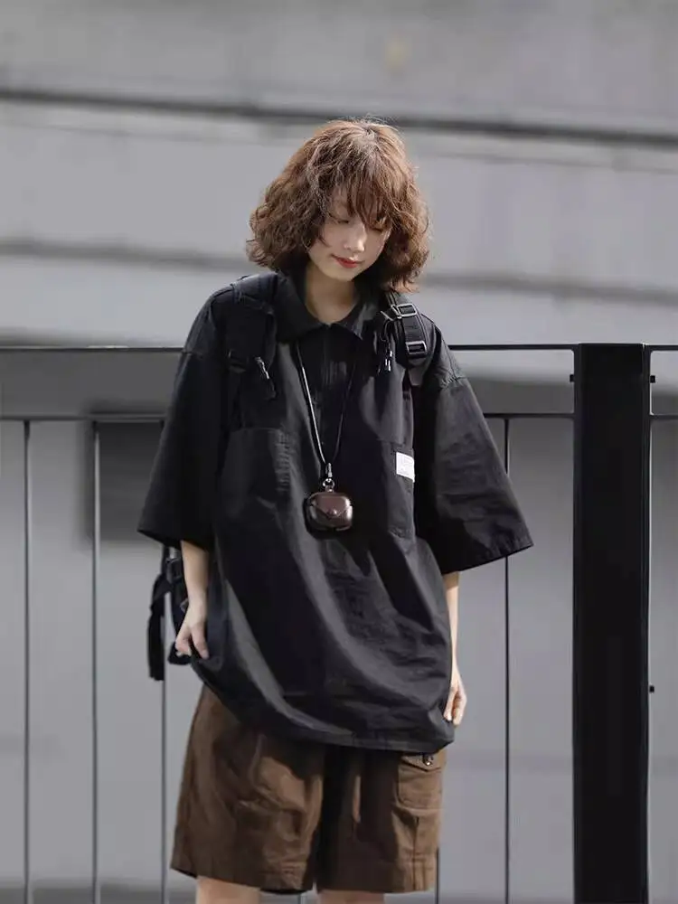 Unisex Shirts 2026 New Summer Shirt Short Sleeve T Shirt For Women Japanese Retro Cityboy Couple Style Half Zip Black Shirt
Unisex Shirts 2026 New Summer Shirt Short Sleeve T Shirt For Women Japanese Retro Cityboy Couple Style Half Zip Black Shirt