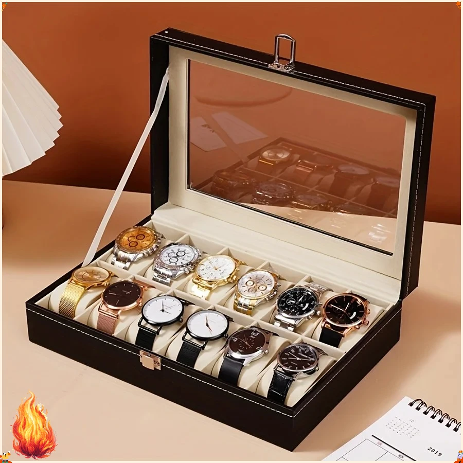 12-Slot Luxury Watch Box With Synthetic Leather Watch Storage Case Removable Pillow Watch Organizer For Men Jewelry Collection
12-Slot Luxury Watch Box With Synthetic Leather Watch Storage Case Removable Pillow Watch Organizer For Men Jewelry Collection