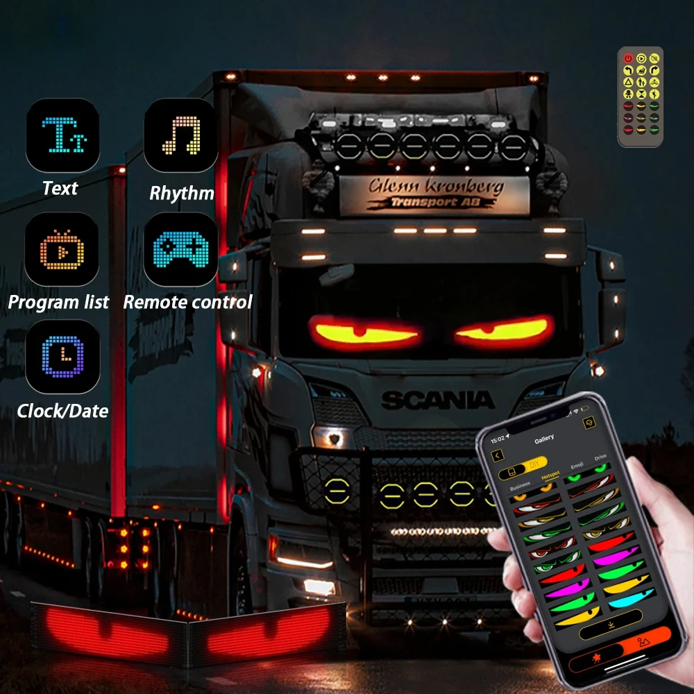 Demon Eyes Car LED Logo APP LED Matrix Pixel Panel Night Light DIY Programmable Flexible LED Display for Car Truck Accessorie
Demon Eyes Car LED Logo APP LED Matrix Pixel Panel Night Light DIY Programmable Flexible LED Display for Car Truck Accessorie