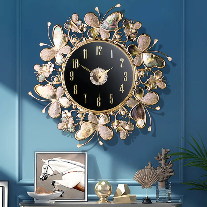 Light luxury atmospheric wall clock living room decorative clock modern creative Nordic home European shell porch wall hanging
Light luxury atmospheric wall clock living room decorative clock modern creative Nordic home European shell porch wall hanging
