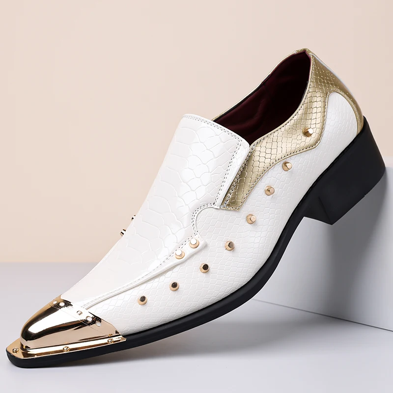 Autumn Men's Shoes Spike Python pattern Knurling COW LEATHER Model Contest Commercial affairs Men's formal leather shoes