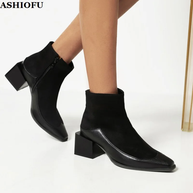 ASHIOFU Handmade New Classic Style Womens Chunky Heels Ankle Boots Patchwork Big Size 34-47 Autumn Evening Fashion Party Shoes
ASHIOFU Handmade New Classic Style Womens Chunky Heels Ankle Boots Patchwork Big Size 34-47 Autumn Evening Fashion Party Shoes