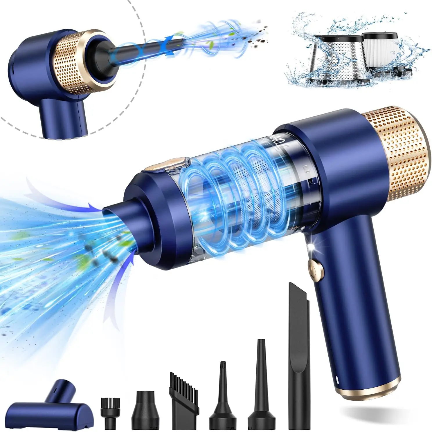 16000PA Cordless Handheld Vacuum Cleaner, 2-in-1 Air Duster and Suction for Home, Car, Pet Hair with LED Light
16000PA Cordless Handheld Vacuum Cleaner, 2-in-1 Air Duster and Suction for Home, Car, Pet Hair with LED Light
