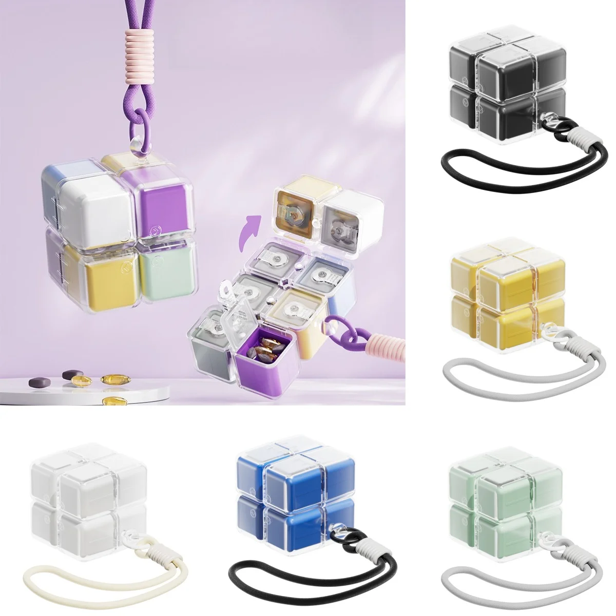 1PC Creative Magic Cube 8-Grid Medicine Storage Box Sealed and Moisture Proof Pill Cases with Hanging Rope Essential for Travel
1PC Creative Magic Cube 8-Grid Medicine Storage Box Sealed and Moisture Proof Pill Cases with Hanging Rope Essential for Travel