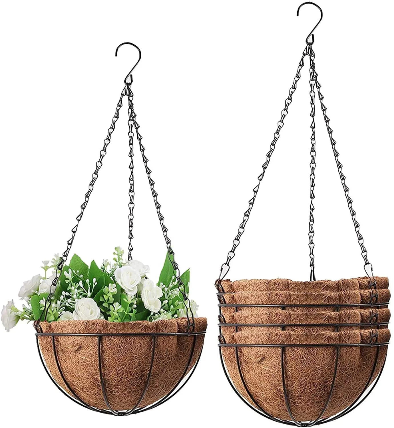 12 Inch Indoor Outdoor Balcony Metal Hanging Planter Basket with Coconut Liner Wire Plant Holder Watering Flower Baskets Pot Han
12 Inch Indoor Outdoor Balcony Metal Hanging Planter Basket with Coconut Liner Wire Plant Holder Watering Flower Baskets Pot Han