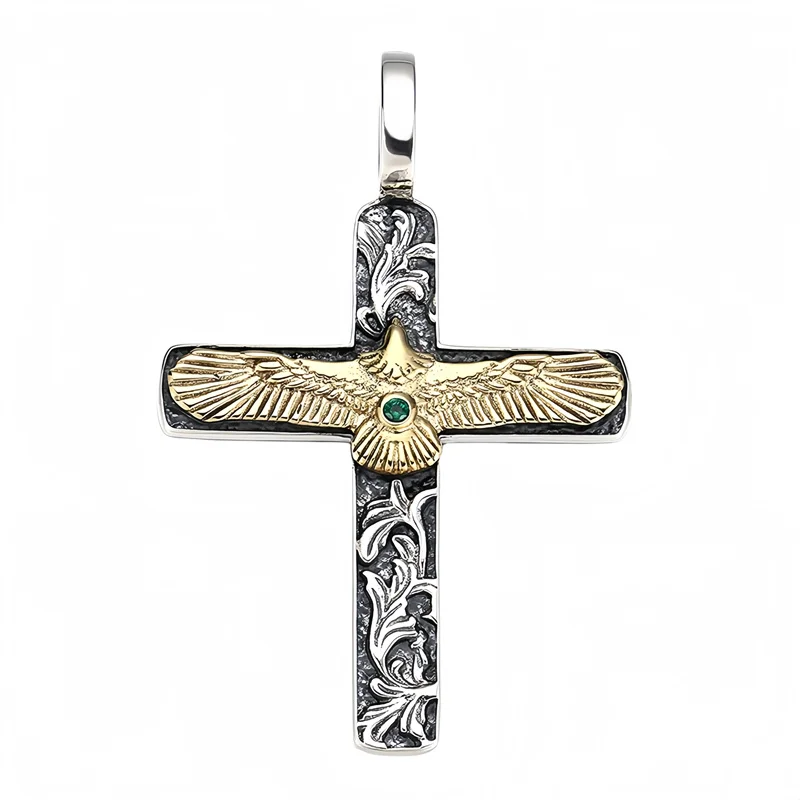BOCAI New S925 Sterling Silver Pendant for Men Women Golden Eagle Antique Eternal Rattan Pattern Cross Fine Jewelry Wholesale
BOCAI New S925 Sterling Silver Pendant for Men Women Golden Eagle Antique Eternal Rattan Pattern Cross Fine Jewelry Wholesale