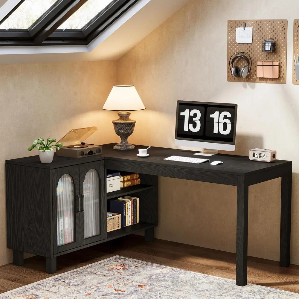 LShaped Desk with File Cabinet, 59Inch Executive Office Desk with Storage Shelves, Wooden Study Writing Desk Farmhouse Corner C
LShaped Desk with File Cabinet, 59Inch Executive Office Desk with Storage Shelves, Wooden Study Writing Desk Farmhouse Corner C