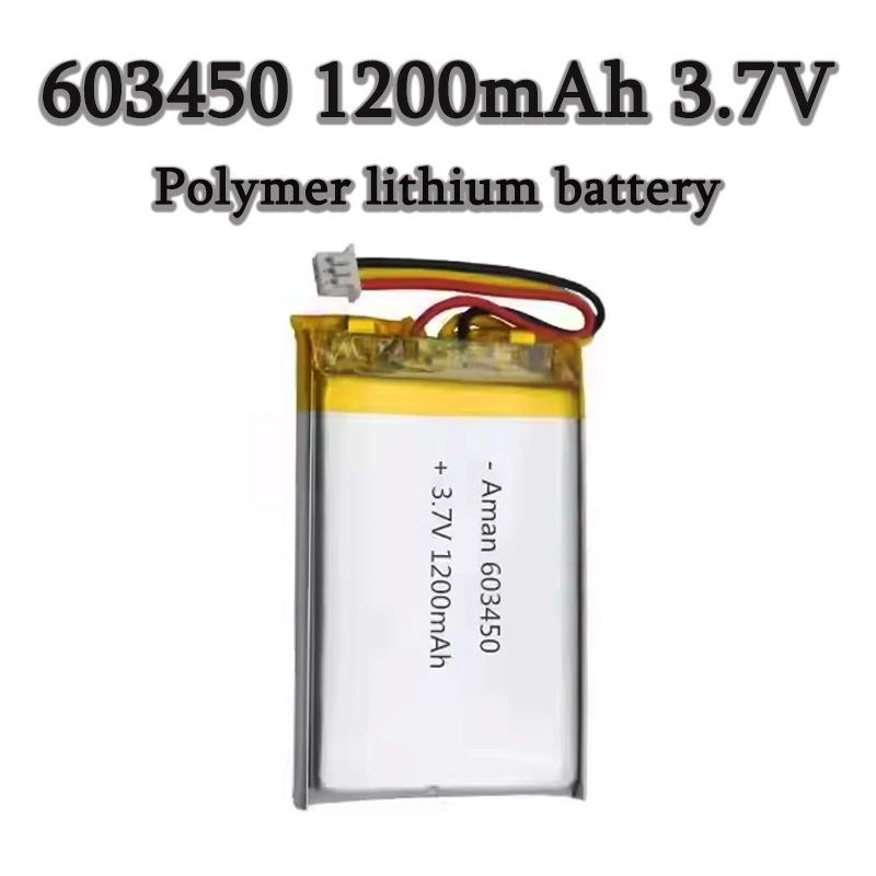 603450 1200mAh 3.7V Rechargeable Polymer Lithium Battery for Bluetooth Headsets Speaker Beauty Instruments Fingerprint DoorLocks
603450 1200mAh 3.7V Rechargeable Polymer Lithium Battery for Bluetooth Headsets Speaker Beauty Instruments Fingerprint DoorLocks