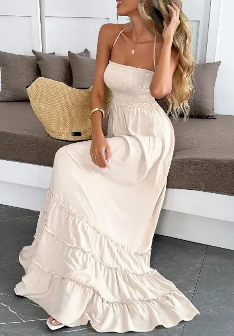 Summer Vacation Style Strapless Neck Hanging Long Skirt Beach Vacation Style Strapless Backless A-Line Neck Hanging Dress
Summer Vacation Style Strapless Neck Hanging Long Skirt Beach Vacation Style Strapless Backless A-Line Neck Hanging Dress