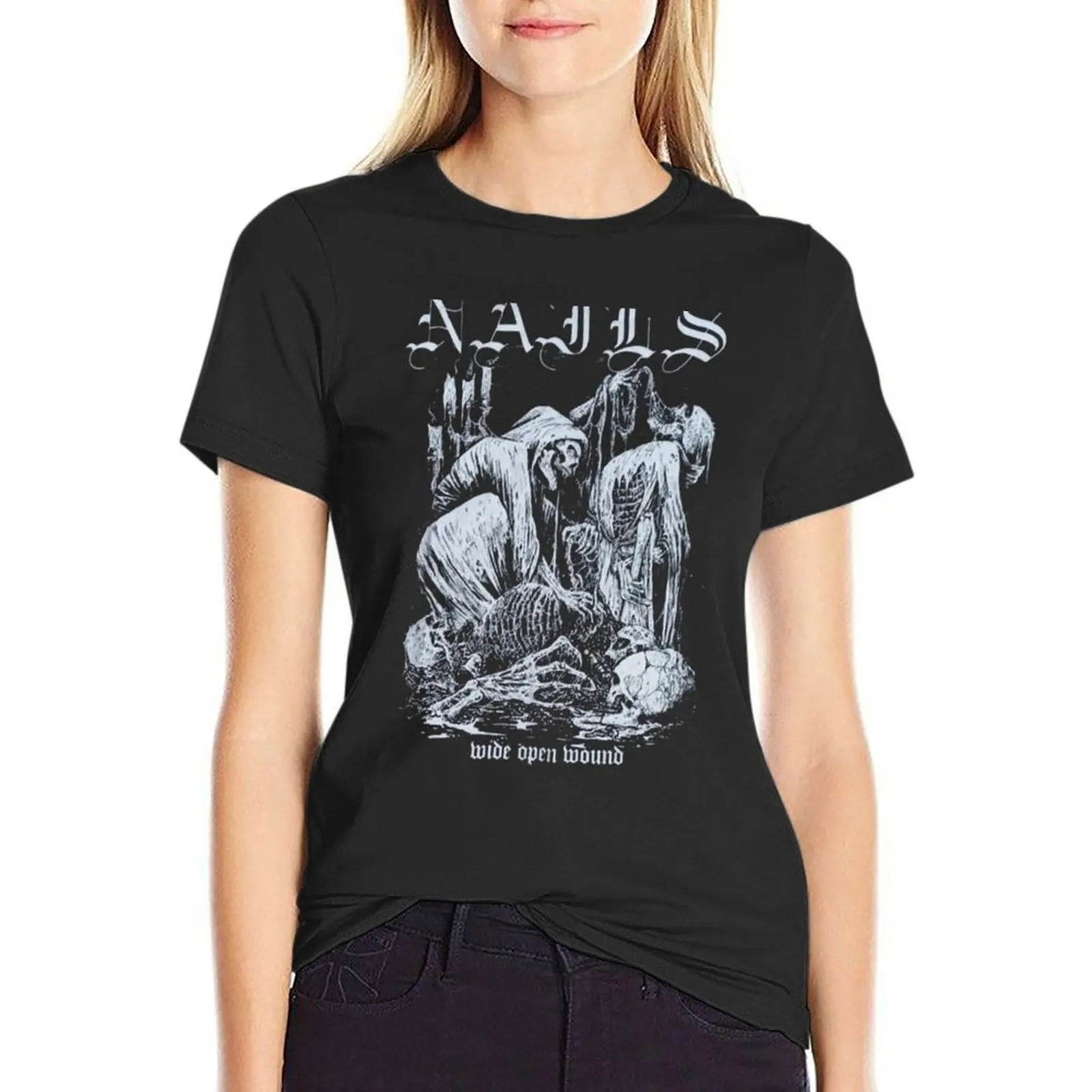 NAILS BAND T-Shirt lady clothes Aesthetic clothing vintage clothes Women's summer blouses 2024
NAILS BAND T-Shirt lady clothes Aesthetic clothing vintage clothes Women's summer blouses 2024