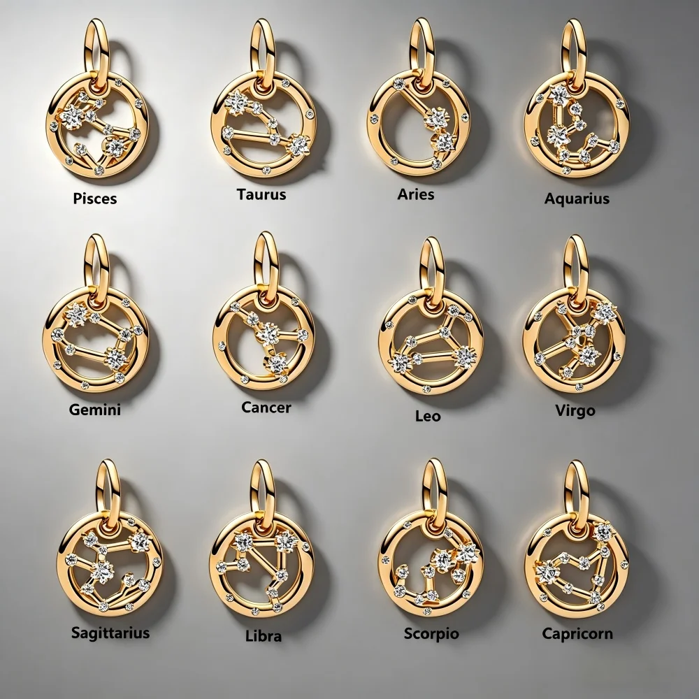 Gold Plated Zodiac Constellation Charms for Bracelet DIY Jewelry Making 12 Star Sign CZ Pendant Beads for Women Birthday Gift
Gold Plated Zodiac Constellation Charms for Bracelet DIY Jewelry Making 12 Star Sign CZ Pendant Beads for Women Birthday Gift