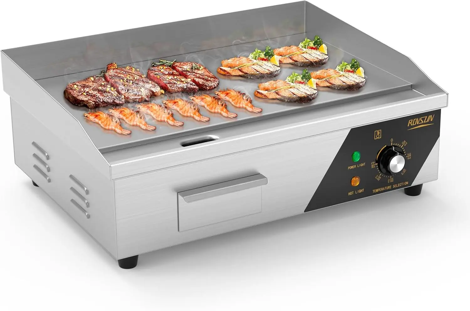 22" Electric Countertop Flat Top Griddle, 1600W Electric Griddle, Teppanyaki Grill Stainless Steel with Adjustable Temperature C
22" Electric Countertop Flat Top Griddle, 1600W Electric Griddle, Teppanyaki Grill Stainless Steel with Adjustable Temperature C