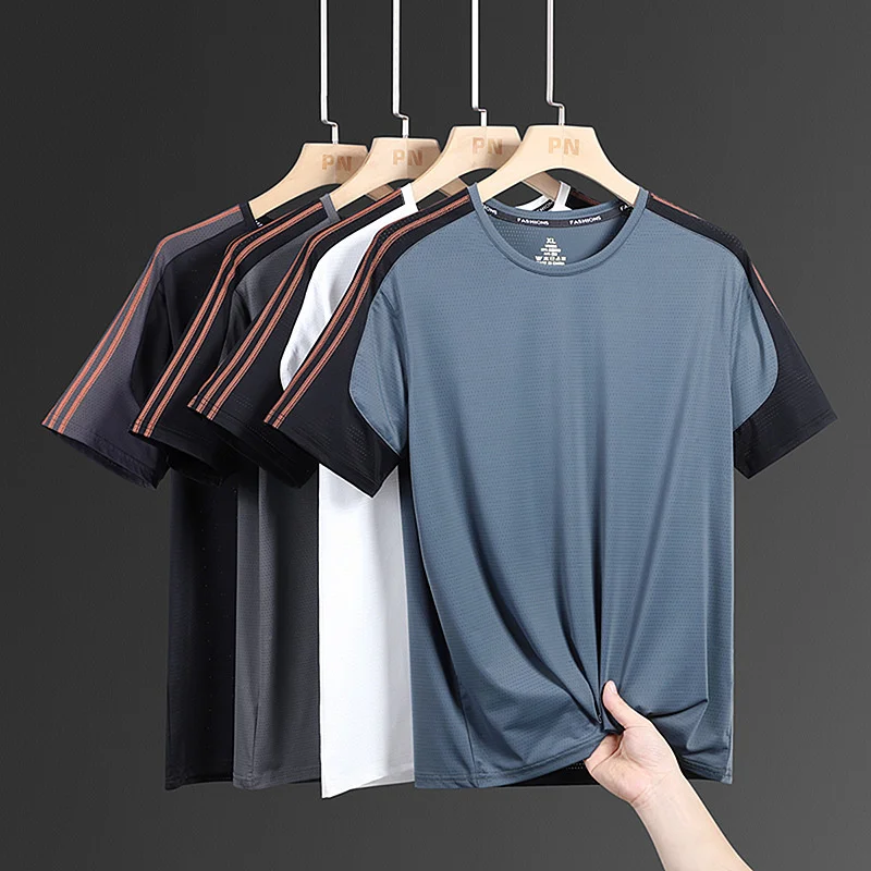 Fashion Summer Breathable Ice Silk T-Shirt Vest Men's Sports Short Sleeve T-shirt High Elastic Mesh O-neck Quick Dry Tees
Fashion Summer Breathable Ice Silk T-Shirt Vest Men's Sports Short Sleeve T-shirt High Elastic Mesh O-neck Quick Dry Tees
