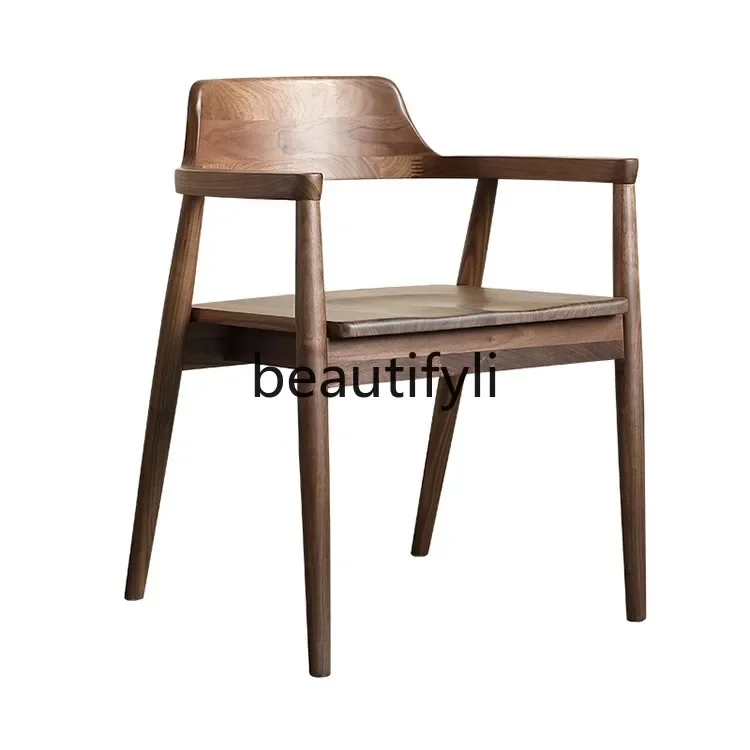 Black walnut dining chair solid wood armrest negotiation chair casual new Chinese book chair
Black walnut dining chair solid wood armrest negotiation chair casual new Chinese book chair