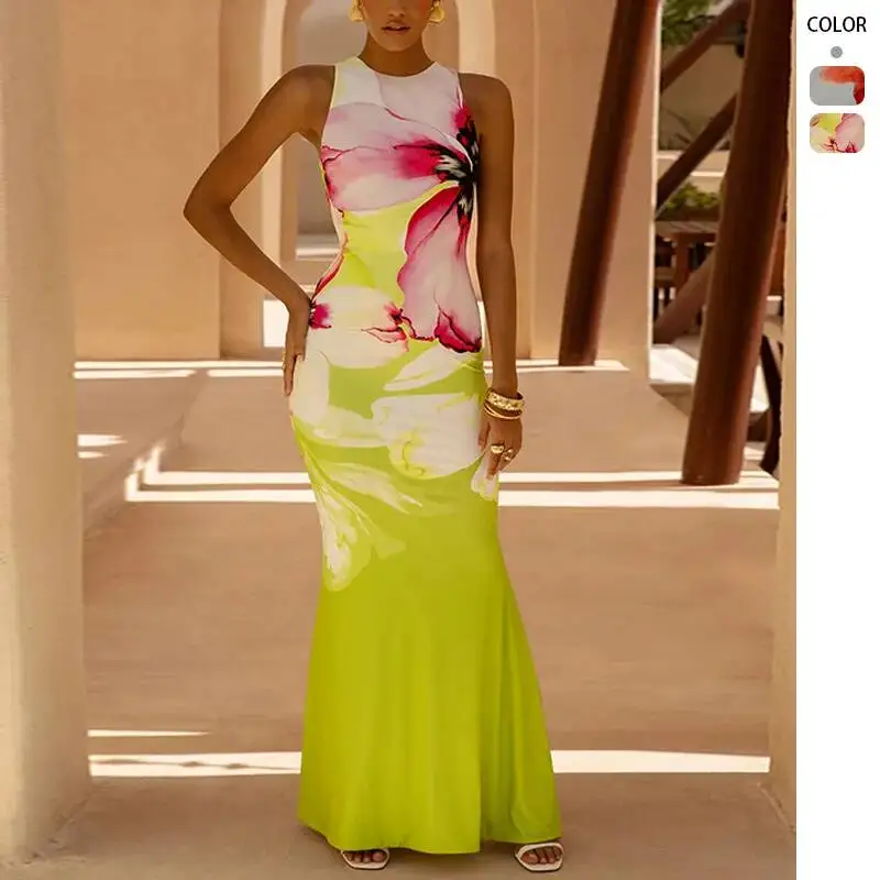2026 Women's Elegant Floral Print Round Neck Sleeveless Slim Fit Mermaid Dress
2026 Women's Elegant Floral Print Round Neck Sleeveless Slim Fit Mermaid Dress